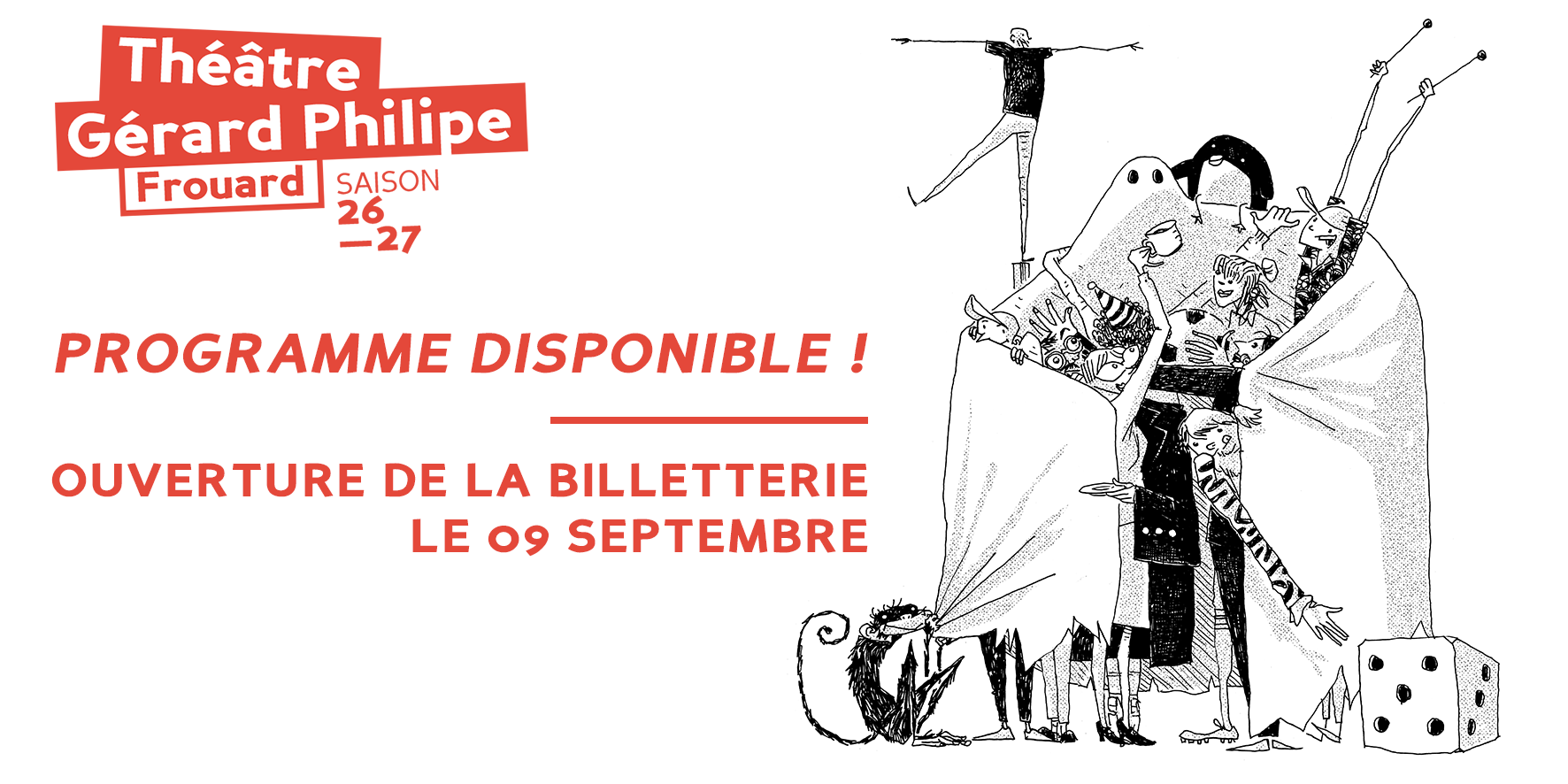 Théâtre Gérard Philipe de Frouard — Saison 2026–2027. Programme disponible. Ouverture de la billetterie le 9 septembre.